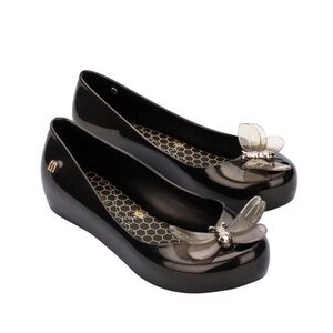 Mini Melissa black gold bugs flats shoes girls size 3